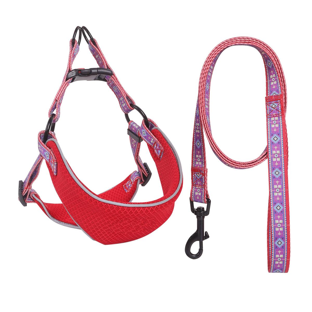 Amazon Pet Printing Chest and Back Dog Breathable Chest Strap Outing Dog Hand Holding Rope Anti-Lost Dog Leash full figure