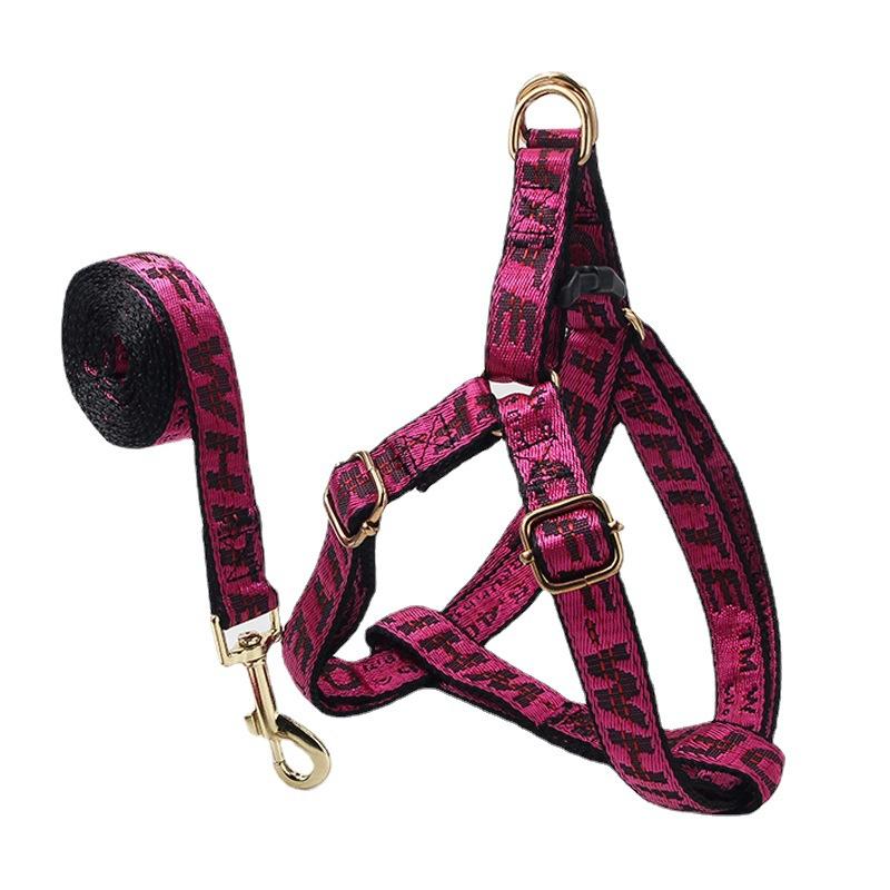 factory direct supply fashion brand letters pet dog traction belt medium large dog chest and back rope (double nylon) Application Scenario
