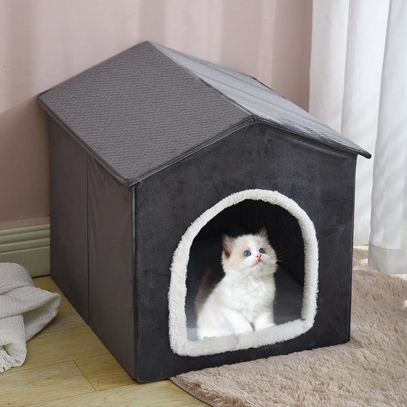 Cross-Border Hot Sale Cat Nest Four Seasons Universal Winter Warm Cat Supplies Semi-Enclosed Cat House Pet Kennel Winter