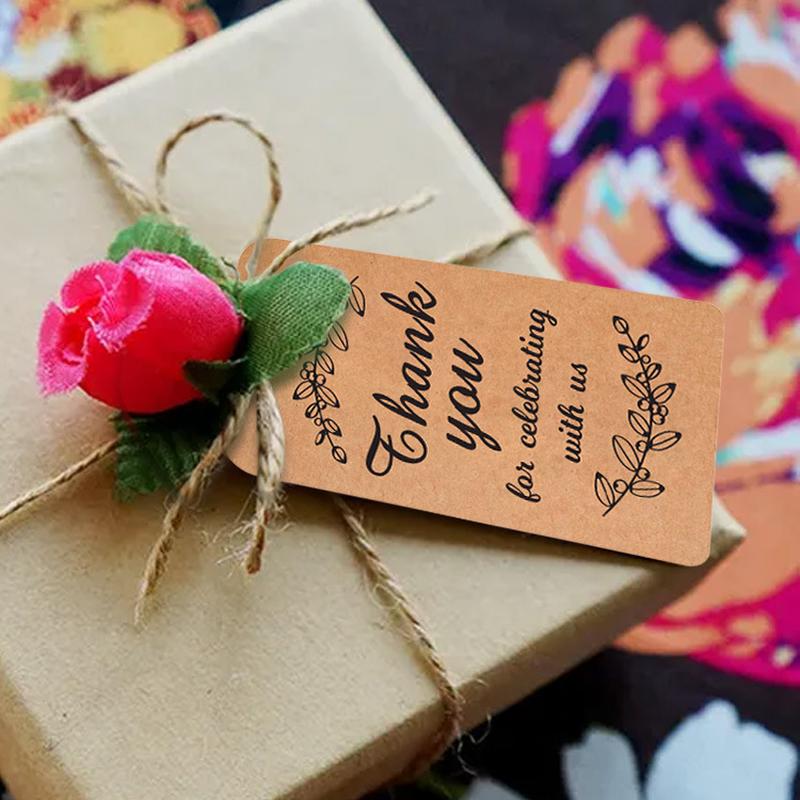 100 Pcs/Pack round Labels Craft Gift Labels with Hang Rope Natural Jute Twine Kraft Paper Hang Tag Labels Specification drawing