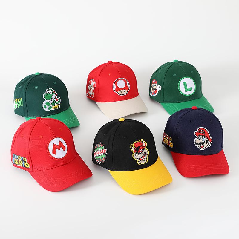 New Super Mary Cartoon Mario Bros Embroidered Children Sun Protection Sun Hat Peaked Cap Baseball Hat