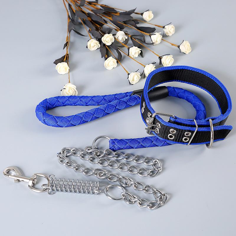factory direct sales round rope spring iron chain golden retriever pet chain dog leash german shepherd anti-bite hand holding rope in stock wholesale details Picture
