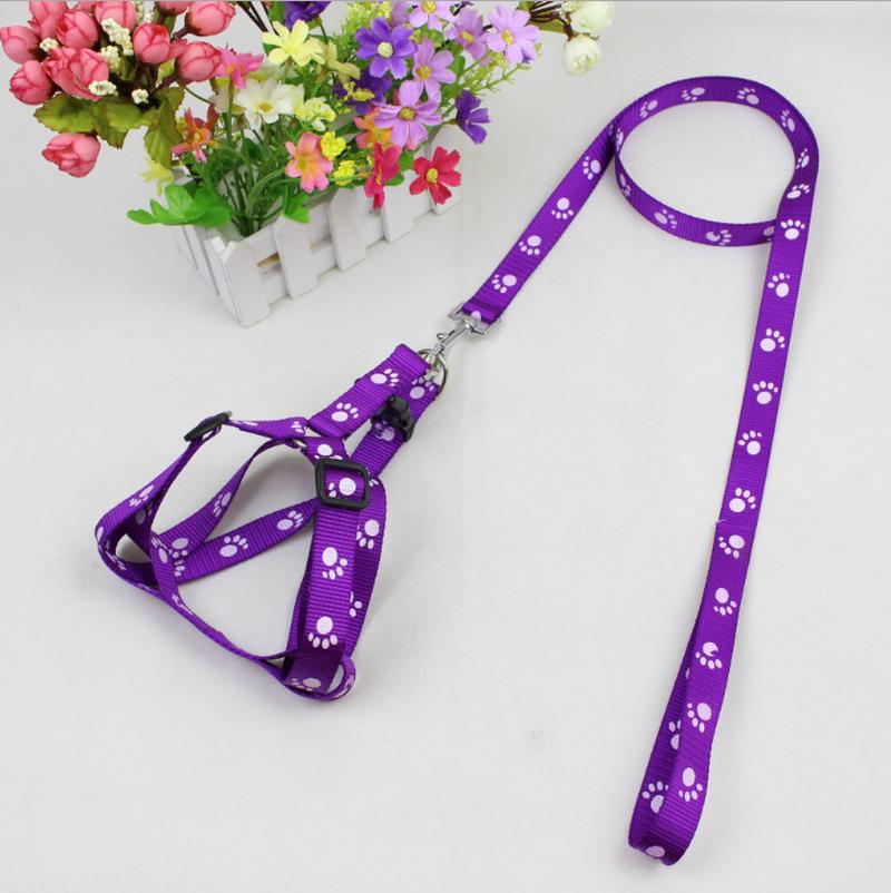 dogs and cats nylon footprints chest back cover hand holding rope pet dog traction chest back nylon footprints pet supplies wholesale details Picture