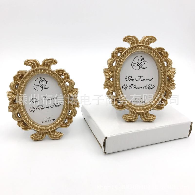 one piece dropshipping gold ellipse baroque picture frame wedding favors gift party decorations resin photo frame Specification drawing