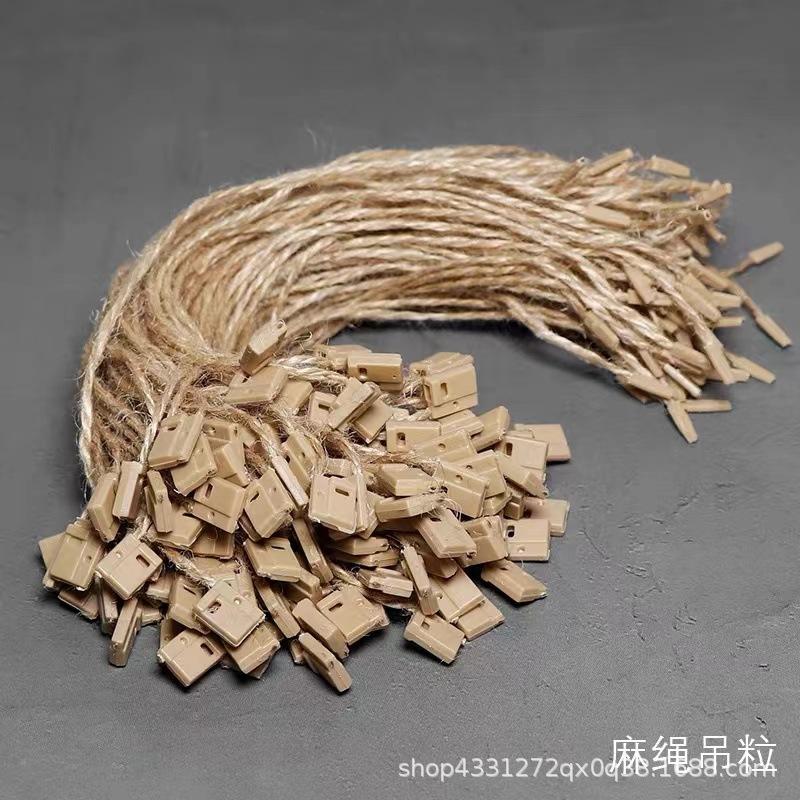 high-grade hemp rope charm bracelet clothing kraft paper sling of hangtag snap fastener plastic retro hemp rope square tag rope