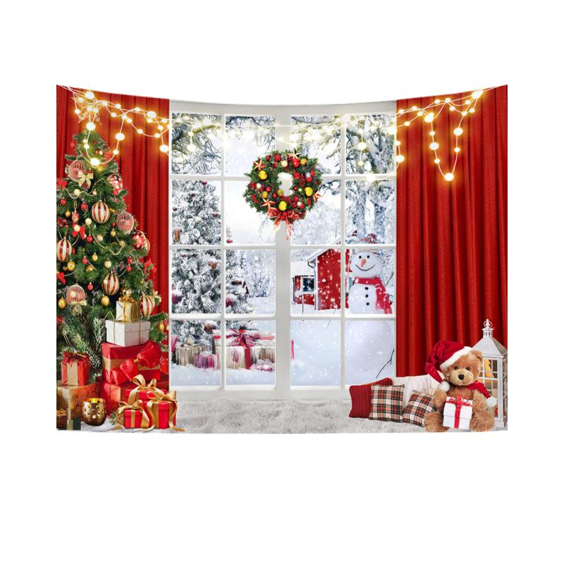 nordic christmas tapestry christmas tree snow scene photo background hanging cloth christmas event party decoration wall covering Item Picture