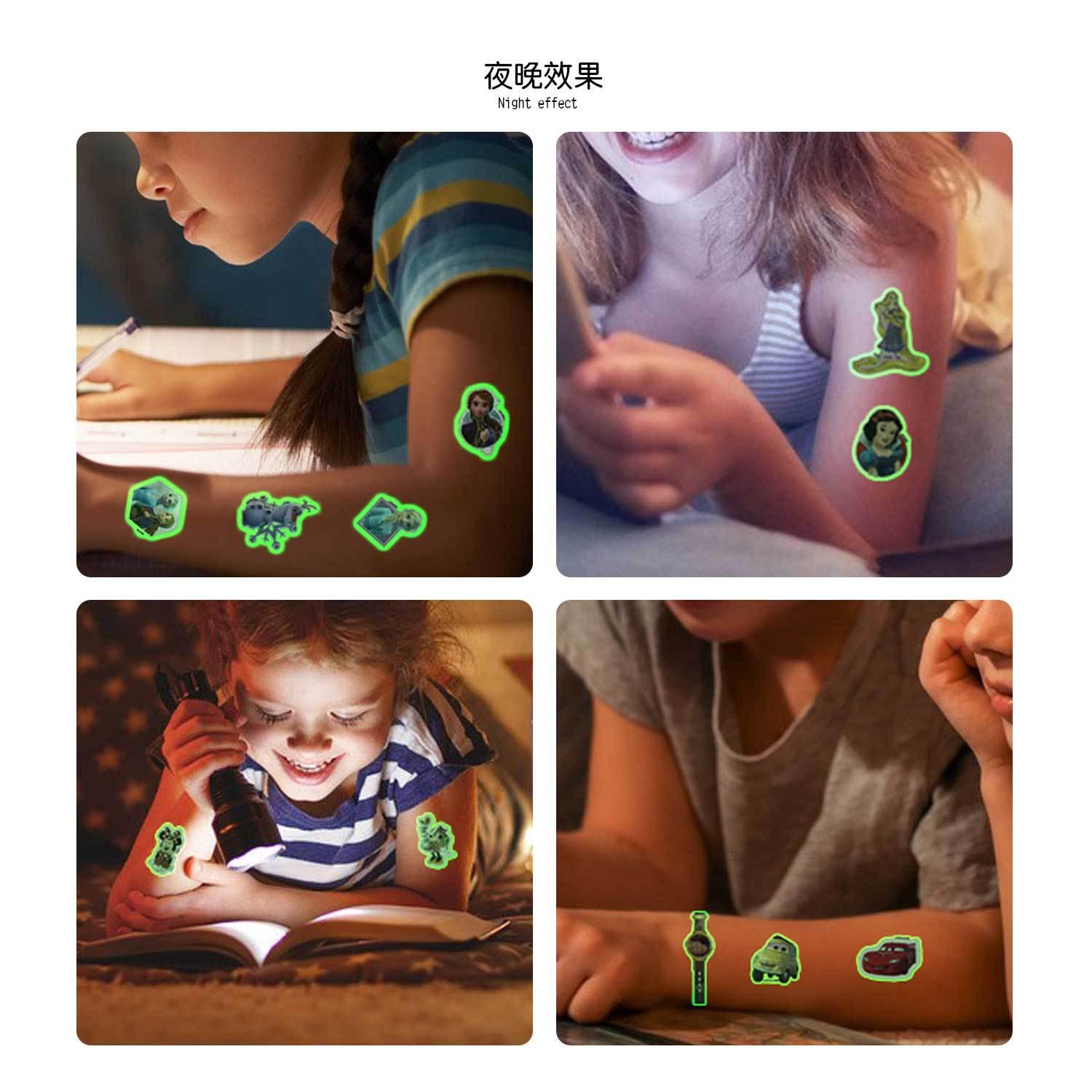 Marvel Genuine 2 Sheets of Superhero Luminous Tattoo Stiers Iron Man Ice Princess Cartoon Luminous Luminous Tattoo Stiers Paper Item Picture