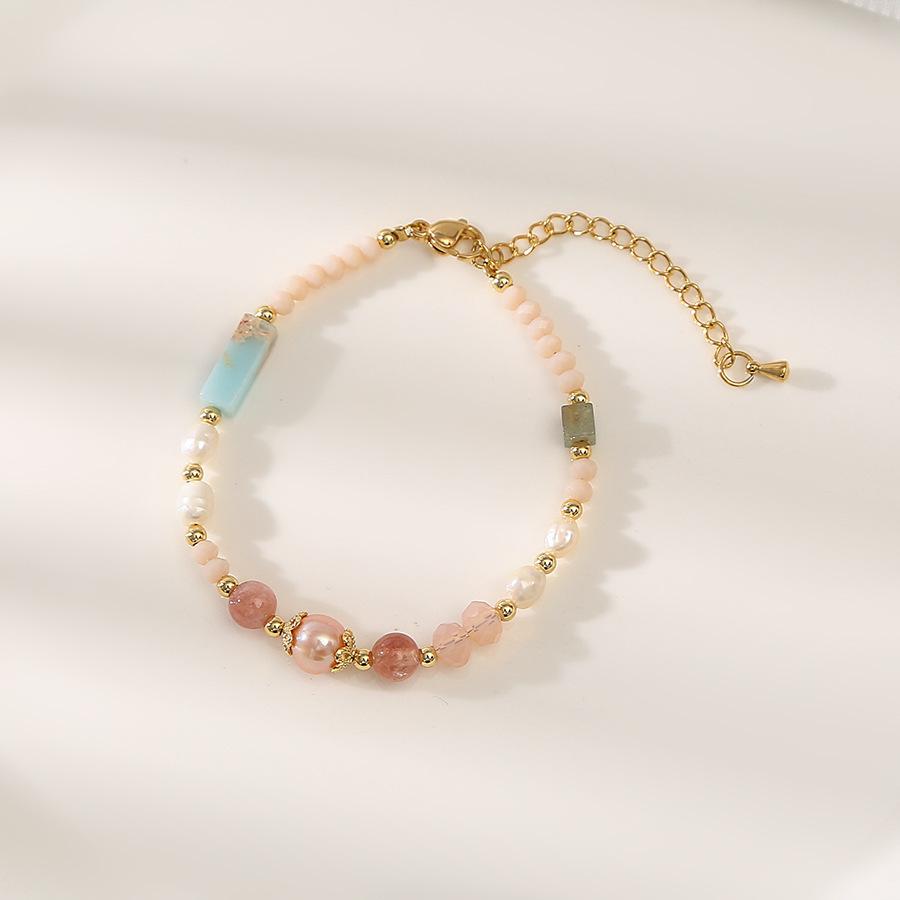 pink zircon crystal baroque natural pearl all-match bracelet special-interest design light luxury bracelet girlfriends student jewelry full figure