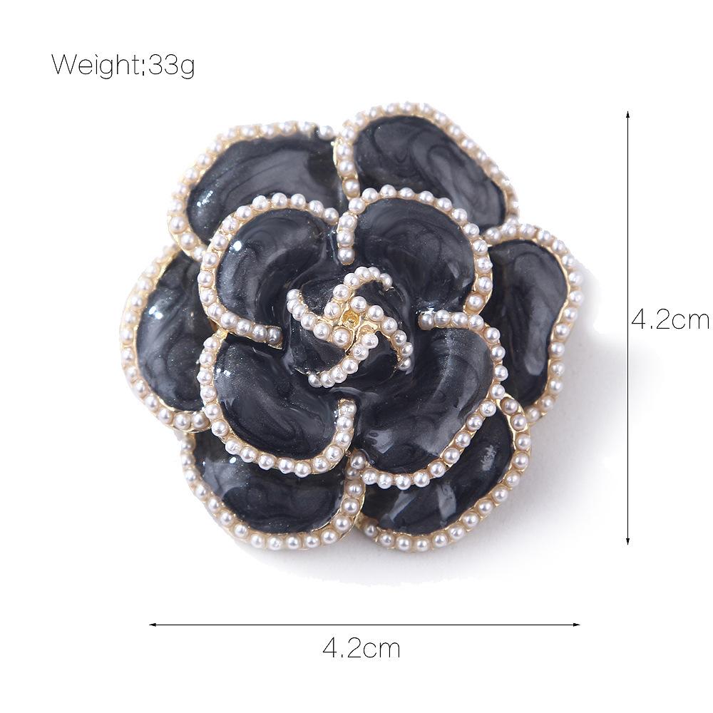 european and american retro camellia pearl brooch women's metal scarf buckle diamond corsage cute big pin ornament accessories Application Scenario