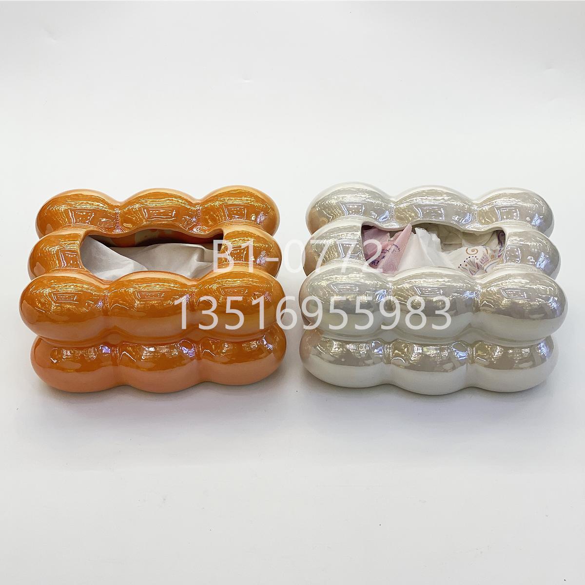 creative cotton candy pearl paper extraction box dining table ceramic tissue box light luxury household living room desktop vase decoration full figure