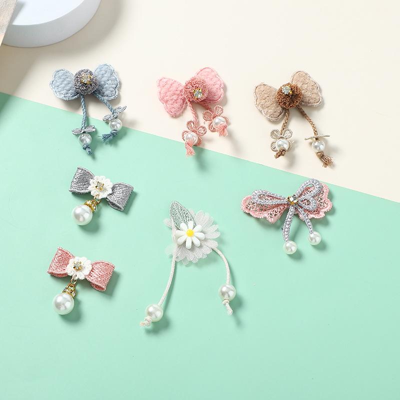 Factory Direct Supply Cartoon Cute Bow Pearl Textile Clothing Ornament Accessories DIY Handmade Accessories in Stock full figure