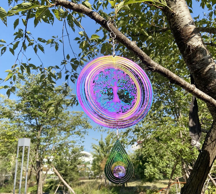 跨境热销彩色蜂鸟风转3D风旋转盘Wind Spinner北欧曼陀罗风铃挂件详情9