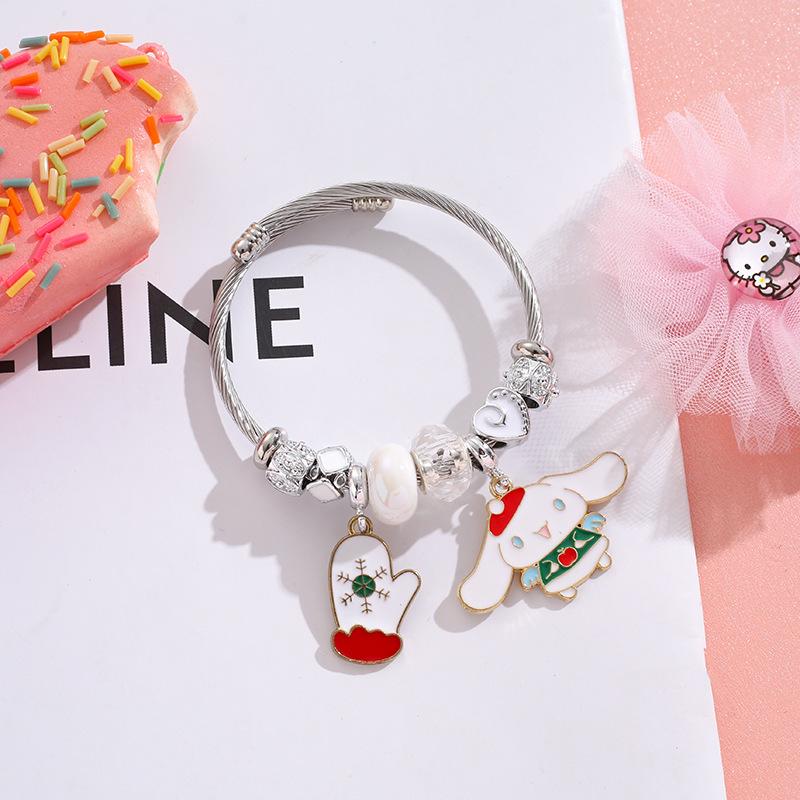 pandora cartoon christmas bracelet female girlfriends bracelet student cute hello kitty cinnamoroll babycinnamoroll pendant bracelet Specification drawing