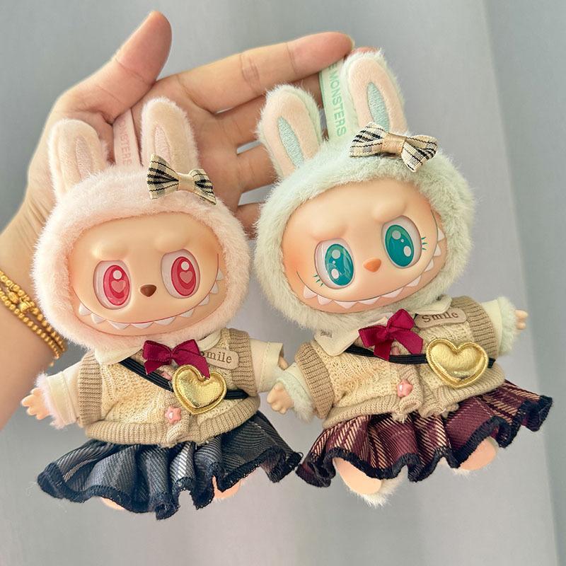 clothes only] first/second generation labubu clothes hanging ornament automobiles curtain cloth sitting party doll clothes plaid jk skirt suit