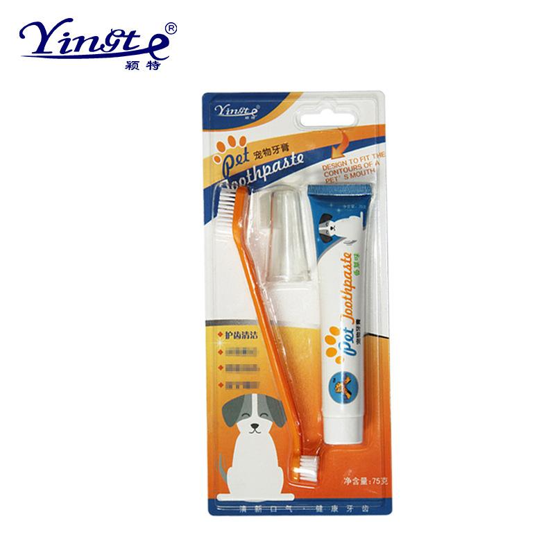 pet toothpaste toothbrush dog dog  m teeth cleaning dog  finger stall kitten puppy disposable toothbrush toothpaste set Item Picture