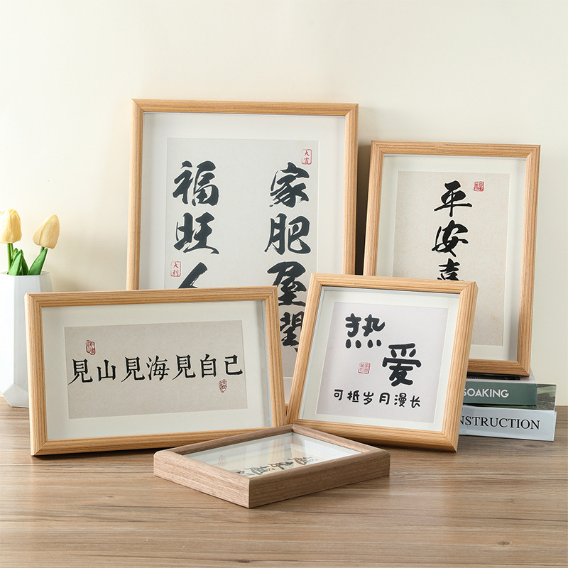 Creative wooden DIY photo frame and picture frame display stand decoration, simple and modern home photo display stand, storage, organization and beautification of living space, wooden photo frame pic 3