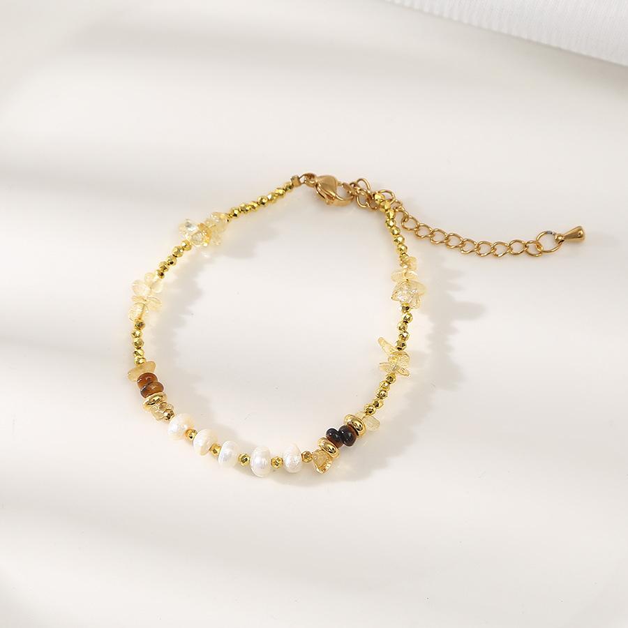 citrine baroque natural freshwater pearl all-match bracelet special-interest design light luxury bracelet girlfriends student jewelry