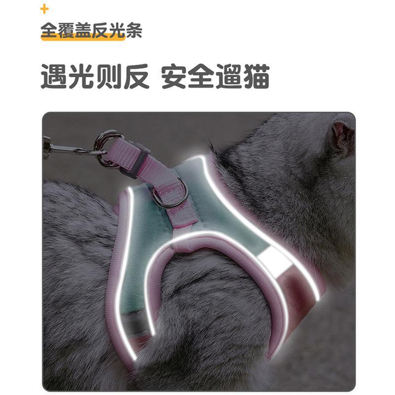 cross-border pet supplies cat rope cat pulling rope vest anti breaking loose special cat leash cat chest and back details Picture