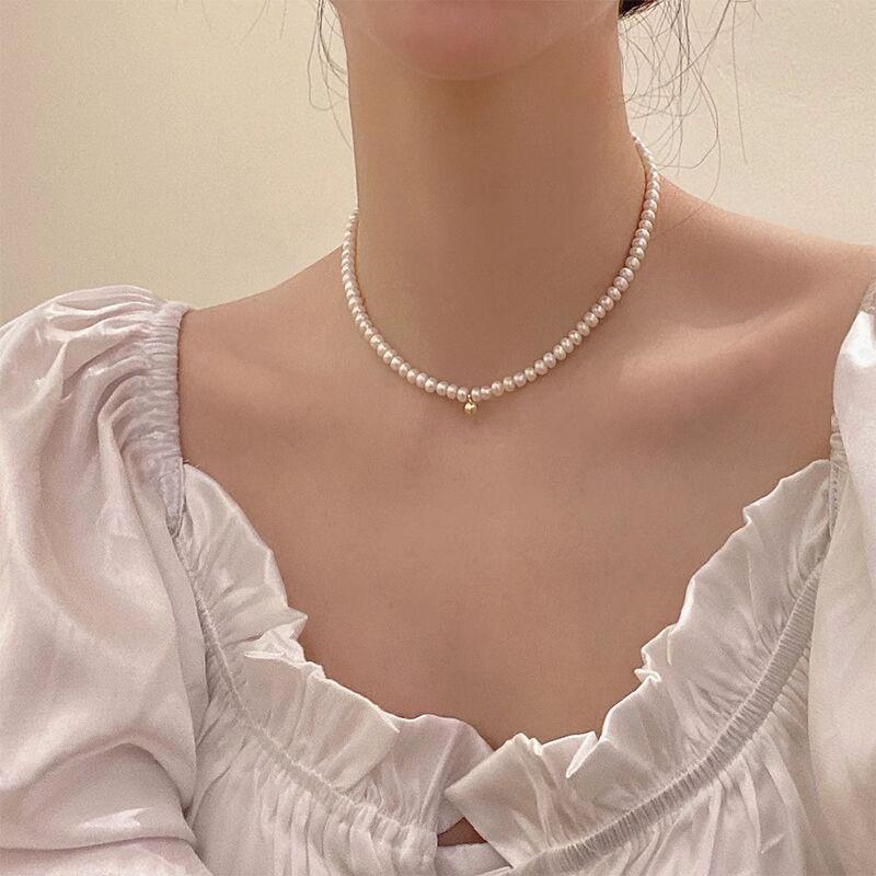 French Ins Women's Accessories Freshwater Small Pearl Necklace Female Clavicle Chain Light Luxury Minority Design Sense Necklace Female Application Scenario