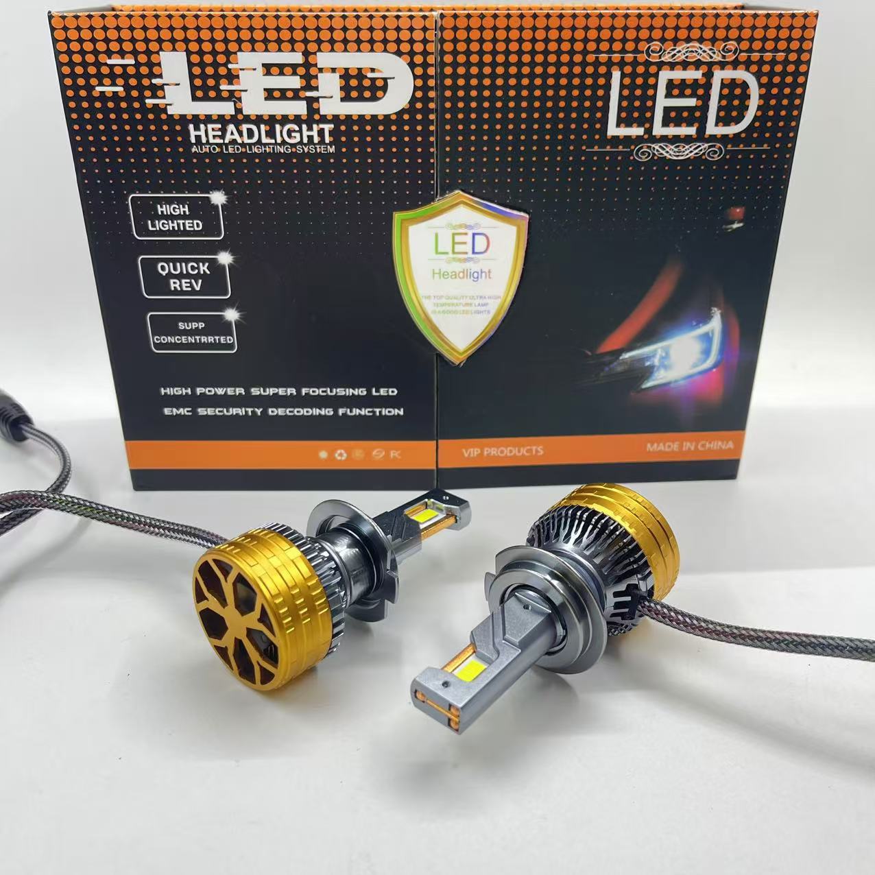 汽车LED大灯大功率前大灯120W远光灯H4H7H11头灯三铜管射灯详情4