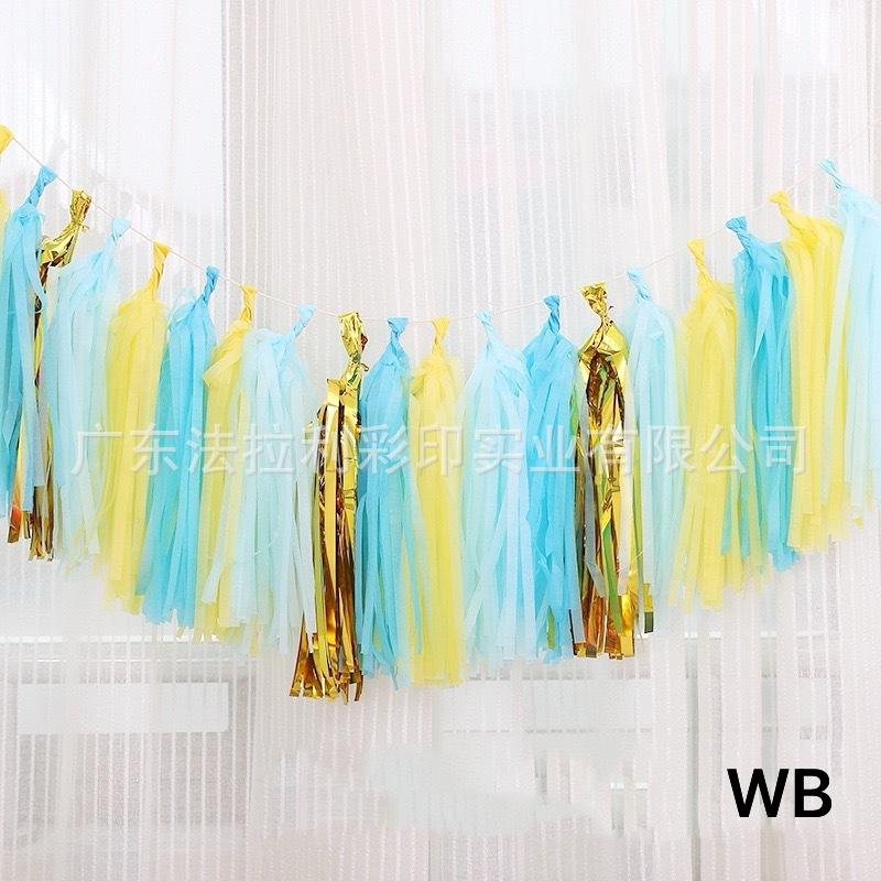 birthday party decorative paper tassel garland colored ribbon dessert table garland paper crafts kindergarten handmade diy