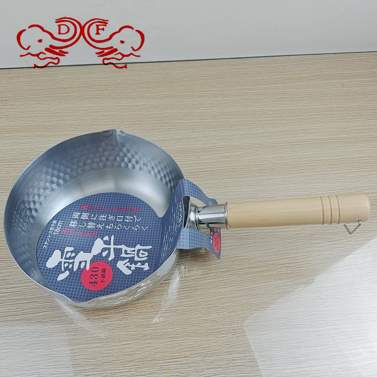 DF68244 wooden handle snow flat pot handle, anti-heat and anti-slip stainless steel handle, Japanese milk pot handle, soup pot DF TRADINGHOUSE details Picture