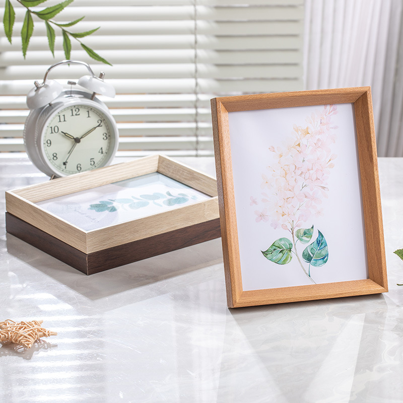 Wholesale of Chinese-style beveled small photo frames and picture frames, 6-inch, 7-inch, 8-inch a4 photo frames, wooden display tables, living room decoration, wall hanging frames Specification image