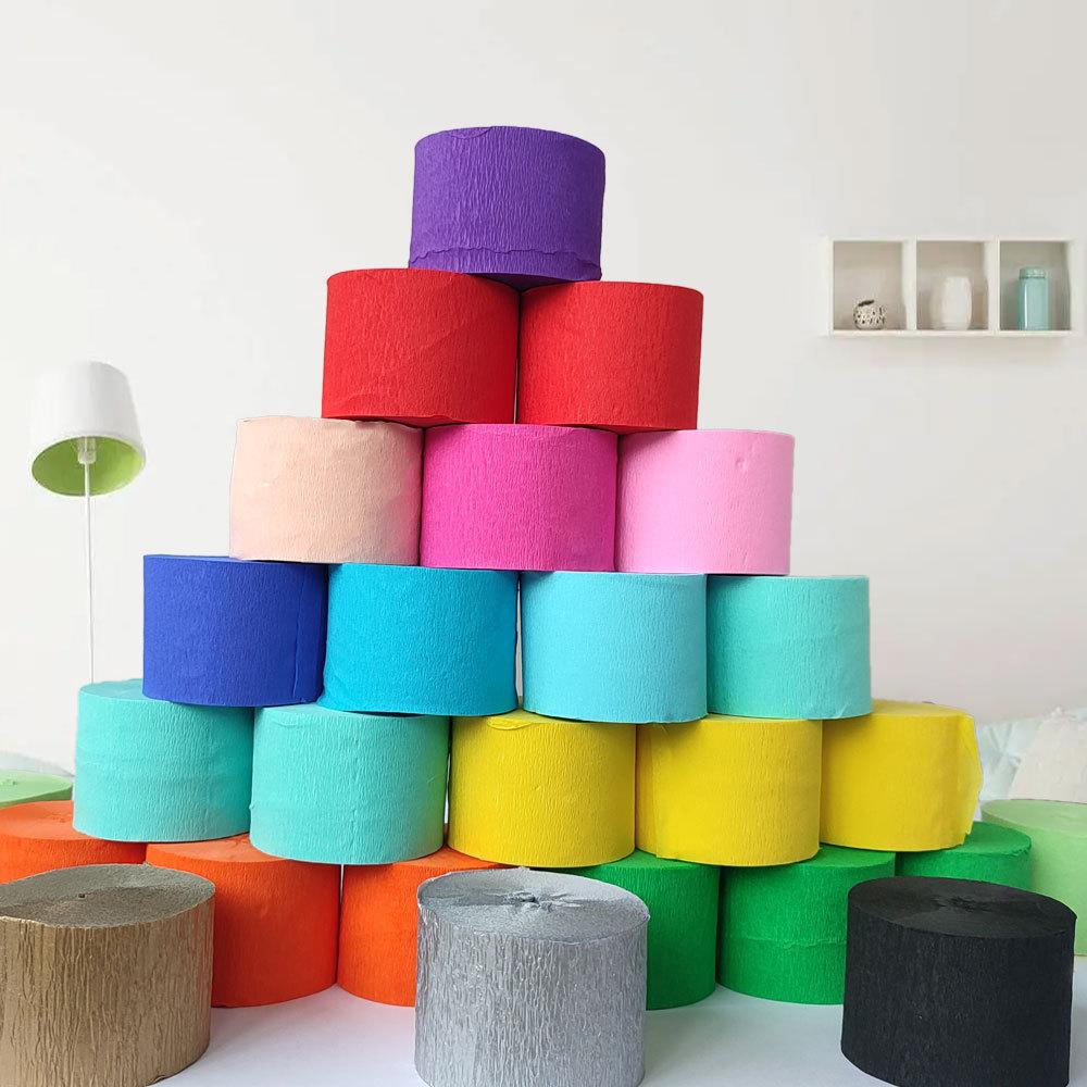 colored creped paper scroll paper garland wedding birthday party background wall layout garland scroll ribbon 4.5*20