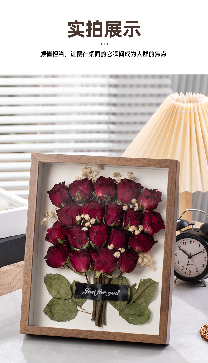Three-dimensional hollow dried flower photo frame, 3CM handcrafted clay picture frame, display stand, preserved flower butterfly specimen frame, diy frame, artificial flower simulation hanging flower pic 9