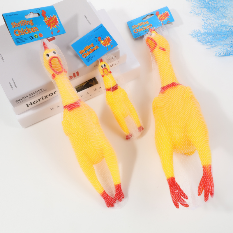 Large, medium and small-sized colored vinyl "Screaming Chicken" creative prank and venting chicken pet sound toy desperate screaming chicken Application Scenario