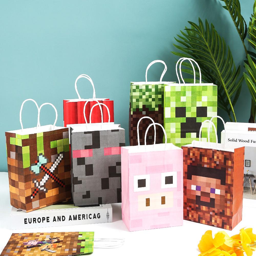 kraft paper party birthday tote bag factory 120g cartoon leather paper bag wholesale party gift bag pack paper bag