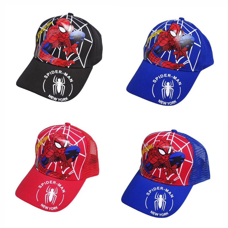 Cross-Border Children's Cartoon Spider-Man Baseball Cap European and American Kid Cartoon Mesh Cap Outdoor Sun Protection Sun Hat Peaked Cap