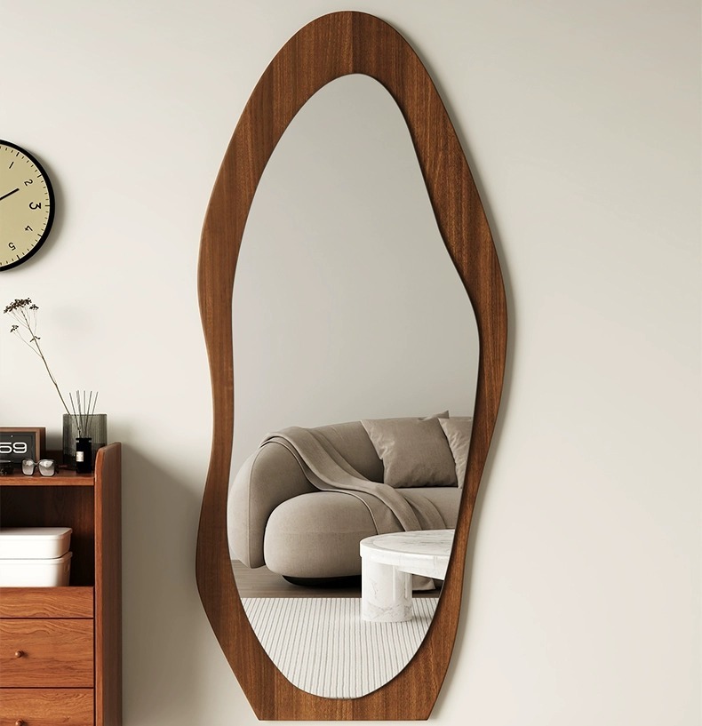 Vintage full-length mirror, home floor-standing mirror, internet-famous irregular-shaped mirror, wall-mounted high-end dressing mirror, bedroom fitting mirror, bathroom mirror, LED mirror, smart makeup mirror, bathroom mirror pic 5