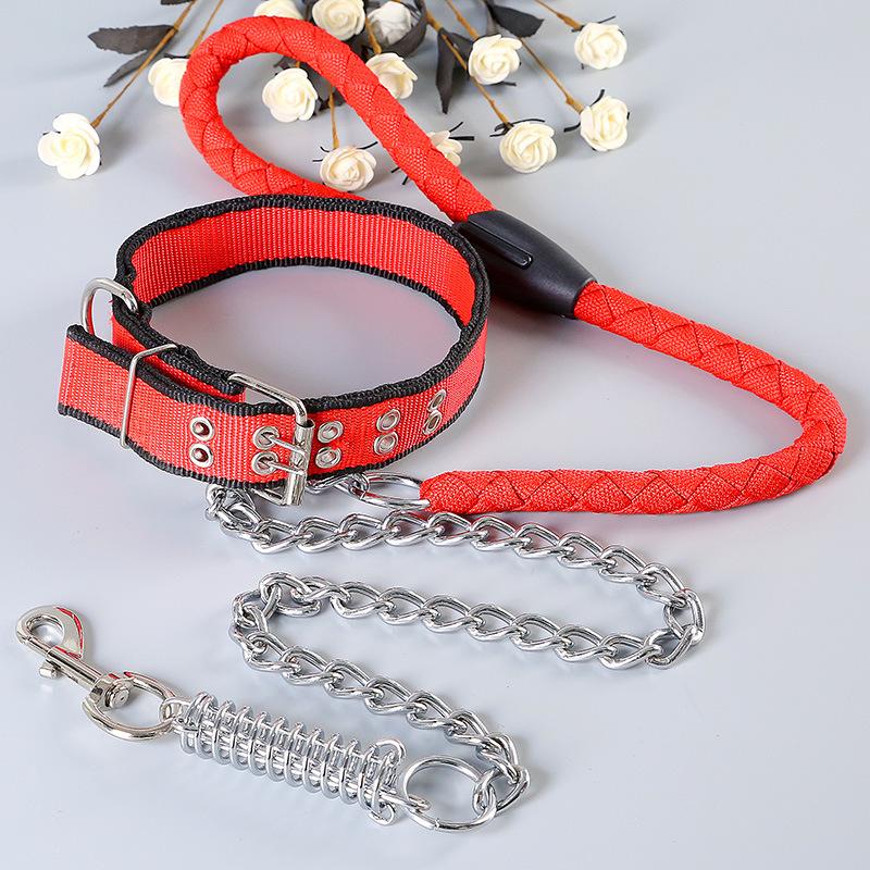 factory direct sales round rope spring iron chain golden retriever pet chain dog leash german shepherd anti-bite hand holding rope in stock wholesale Specification drawing