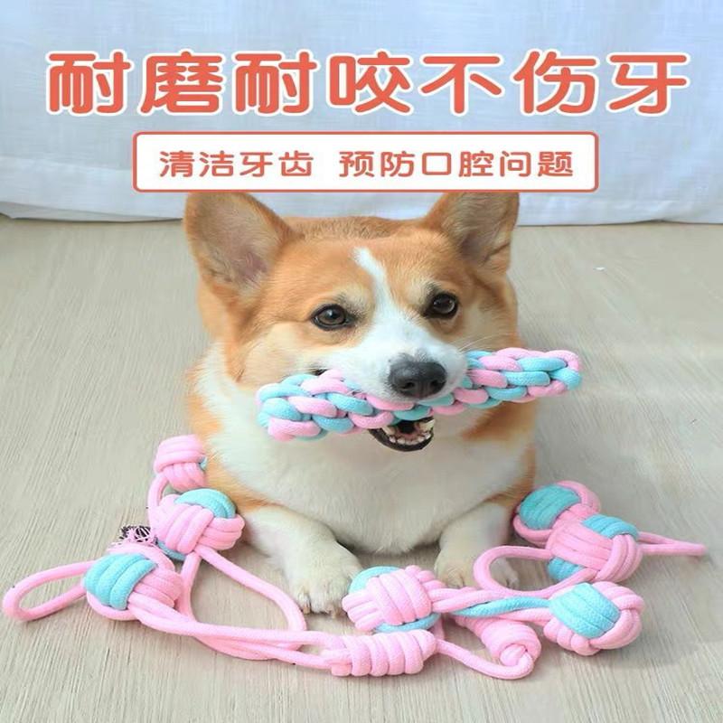 Dog Toy Pet Cotton Rope Toy Rope Knot Ball Bite-Resistant Dog Molar Tooth Cleaning Dog Chewing Rope Combination Supplies Set Application Scenario