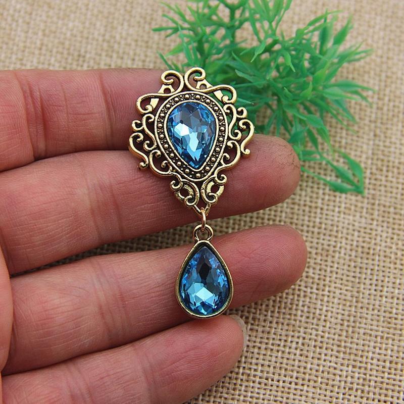 ancient & gold hollow lace pearl double crystal water drop diy materials accessories alloy flower disk drill buckle charm Specification drawing