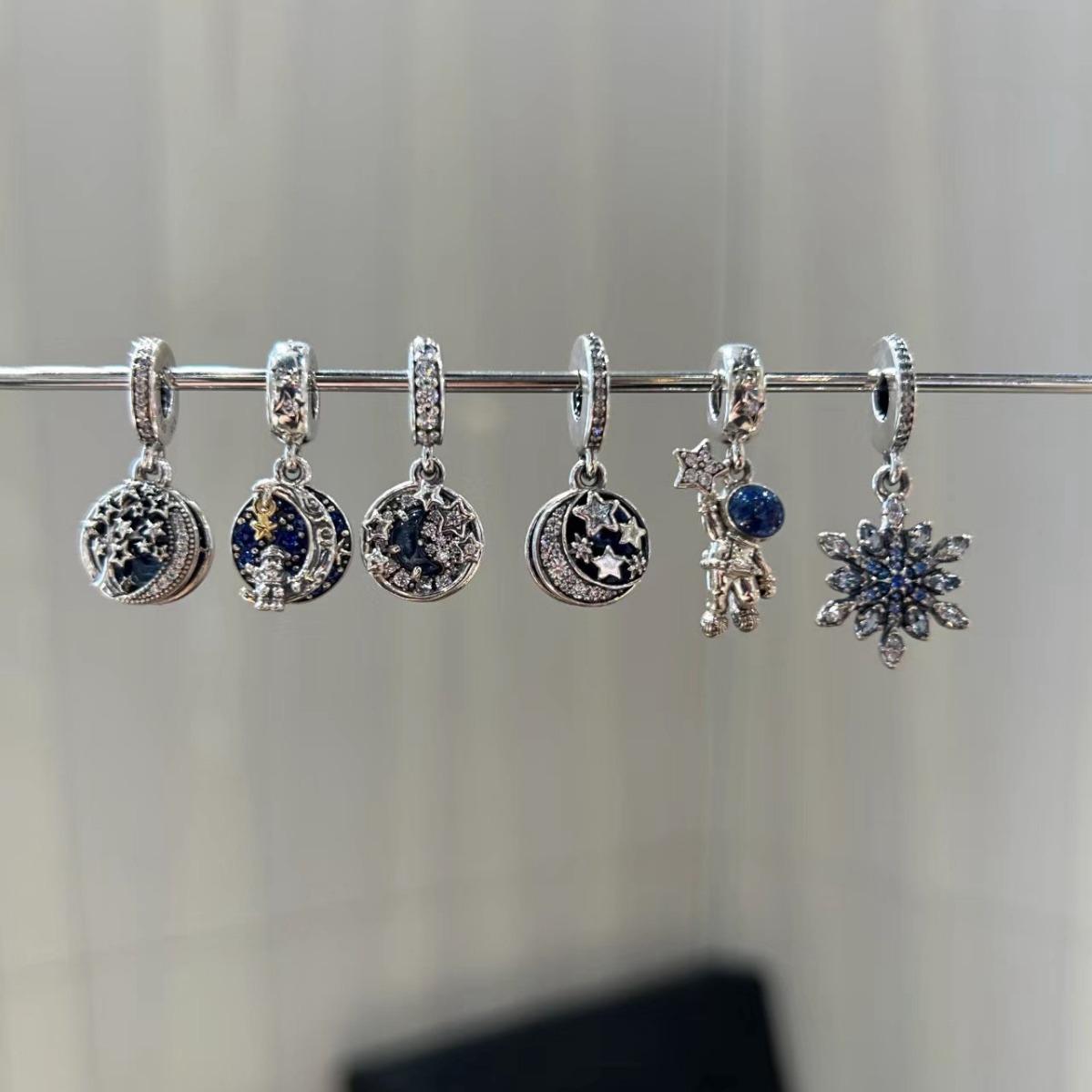 pandora beads 925 sterling silver astronaut pendant glass bead fixing clip diy ornament scattered beads jewelry accessories Item Picture