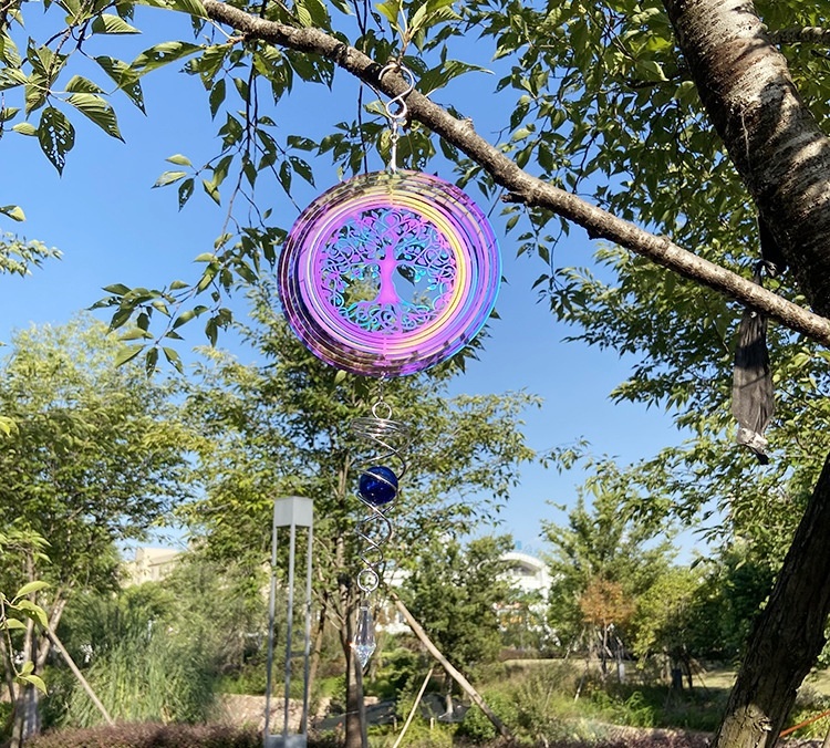 跨境热销彩色蜂鸟风转3D风旋转盘Wind Spinner北欧曼陀罗风铃挂件详情8
