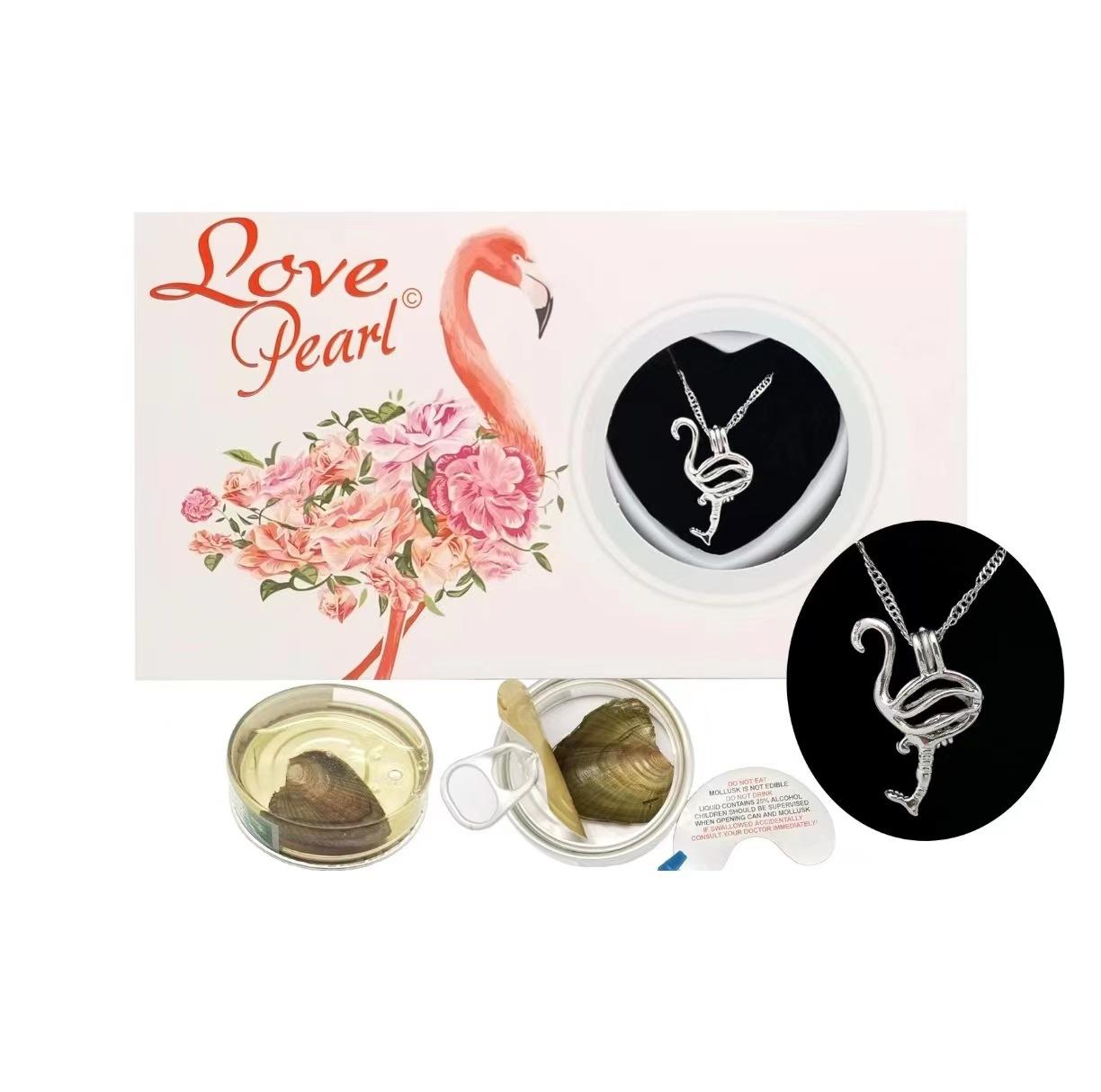 amazon love pearl pearl diy natural pearl necklace flamingo pendant pearl mussel gift box