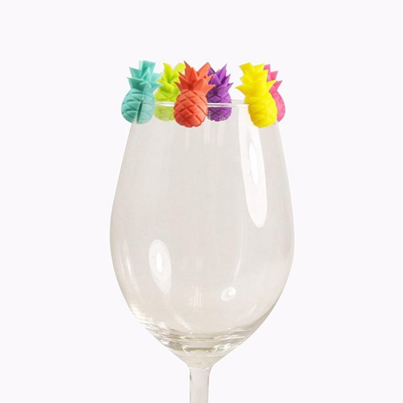 creative silicone pineapple wine glass mark party wine glass drink recognizer cup distinguish mark sign six one per set