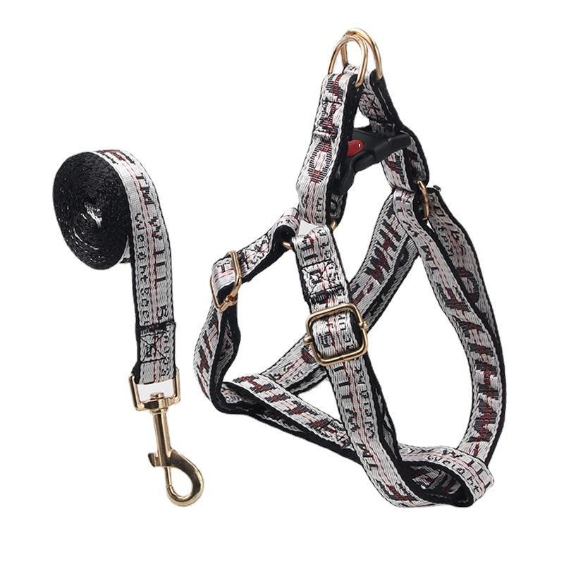 factory direct supply fashion brand letters pet dog traction belt medium large dog chest and back rope (double nylon) details Picture