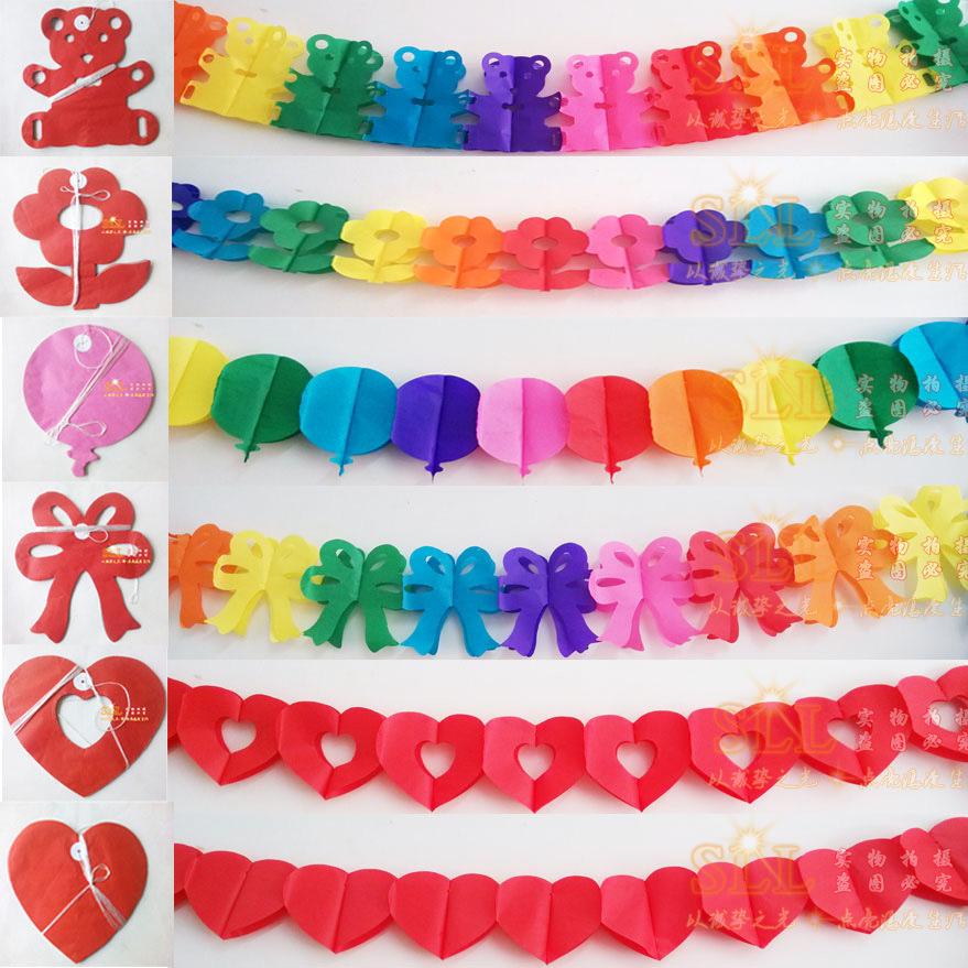 Qixi Valentine's Day Love Paper Flower Kindergarten Birthday Wedding Party Decoration Paper Craft Garland Banner