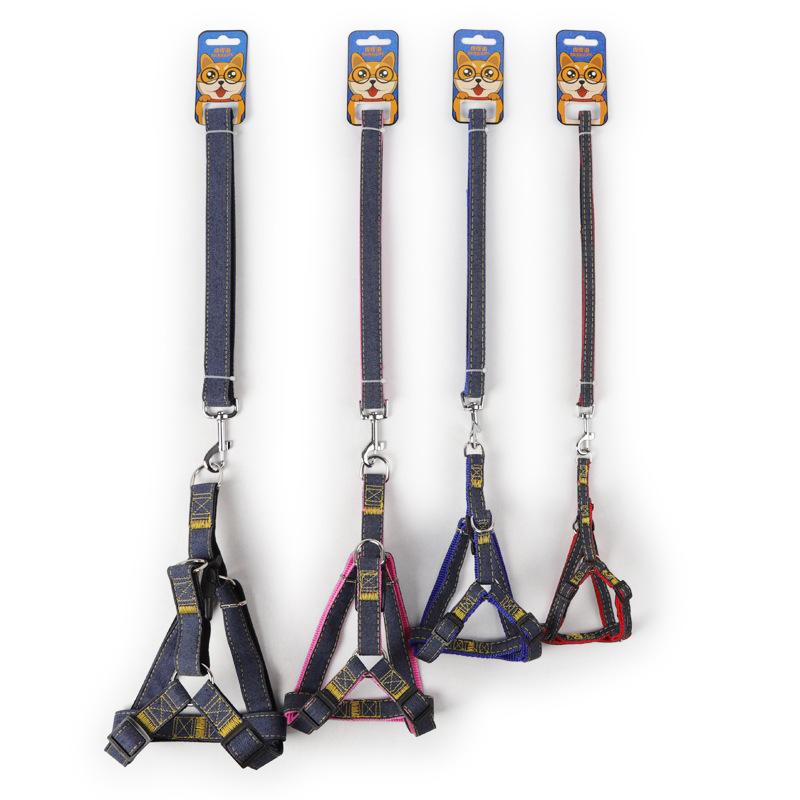 Wholesale Pipetao Dog Leash Dog Leash Pet Supplies Chest and Back Traction Dog Leash Denim Brace Pet Dog Hand Holding Rope Specification drawing