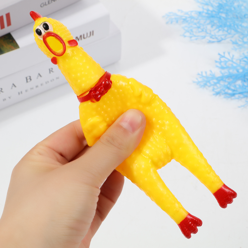 Large, medium and small-sized colored vinyl "Screaming Chicken" creative prank and venting chicken pet sound toy desperate screaming chicken Item Picture