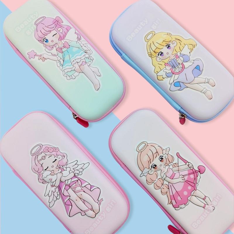 south korea eva student stationery box pink pencil bag 3d stereo cartoon blue anime large capacity pencil case for girls pencil case