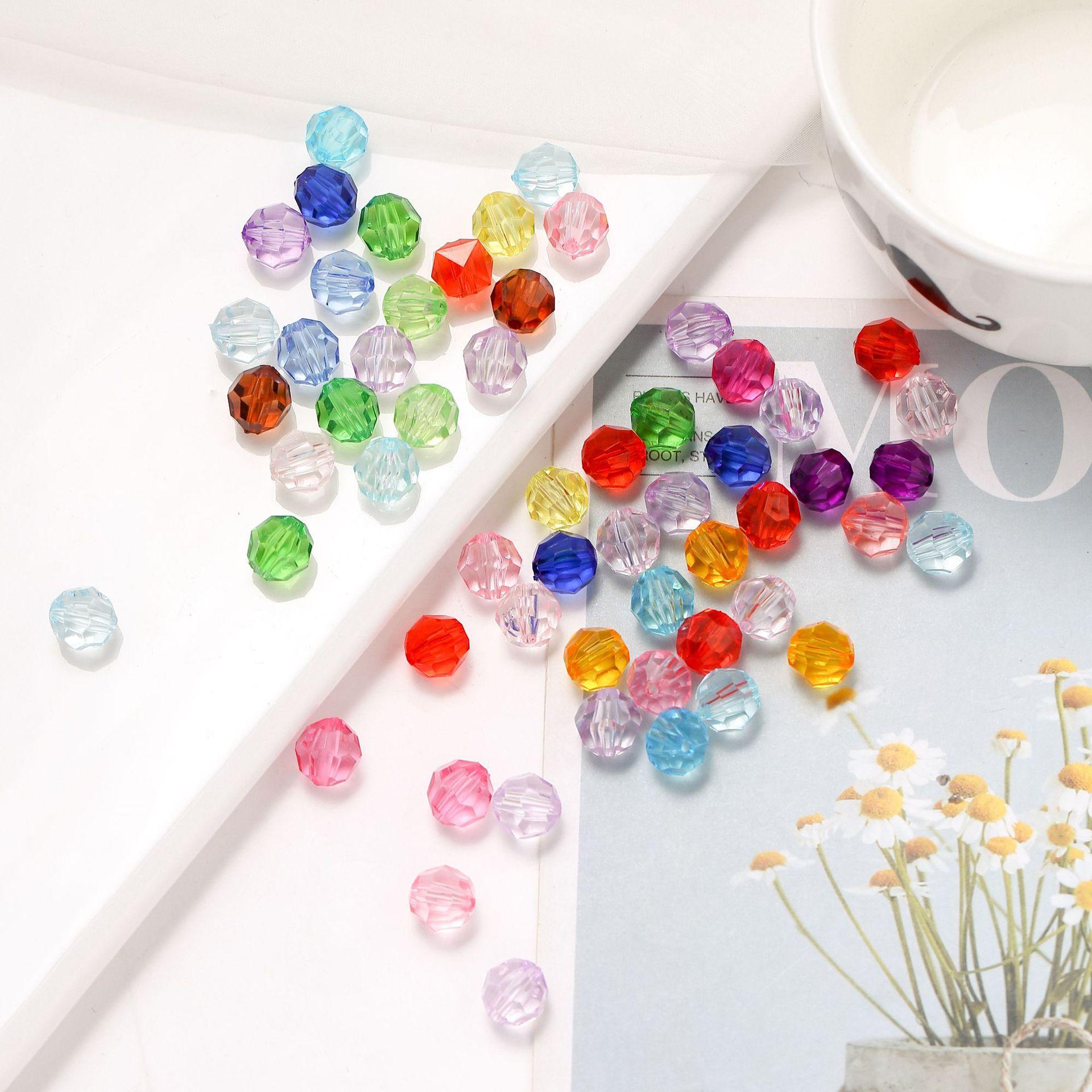 acrylic transparent 32 cut surface horn pearl 4-30mm imitation crystal diy ornament accessories lighting woven bag bead accessories details Picture