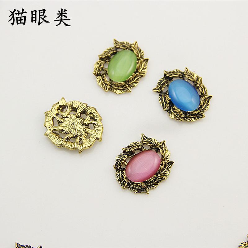 ancient & gold inlay 13 * 18mm pearl crystal leaves wild hair accessories rhinestone buckle diy alloy accessories Specification drawing