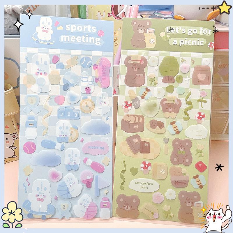 cute series waterproof pet journal stickers cute small stickers korean rabbit diy material stationery stickers