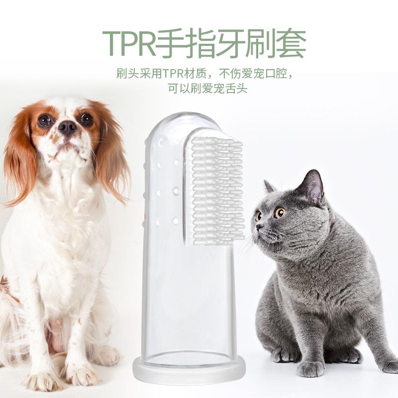 pet toothpaste set cat toothbrush cat toothpaste set dog toothbrush finger sleeve oral cleaning pet supplies Specification drawing