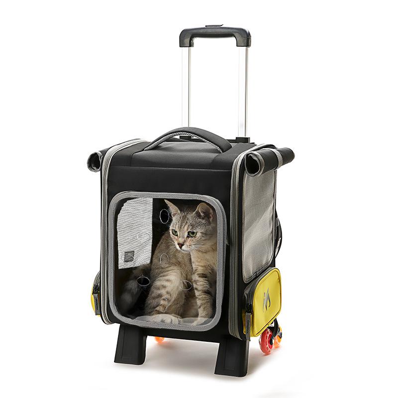cross-border pet trolley bag foldable breathable backpack portable pet trolley bag multifunctional pet backpack